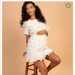 COPY - Cream Floral Applique Maternity Flounce Dress